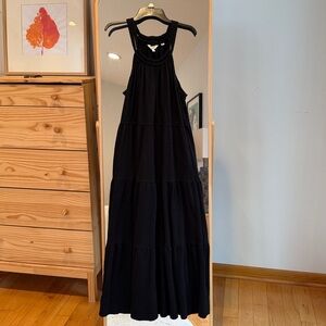 Max Studio Black Halter Tiered Maxi Dress
